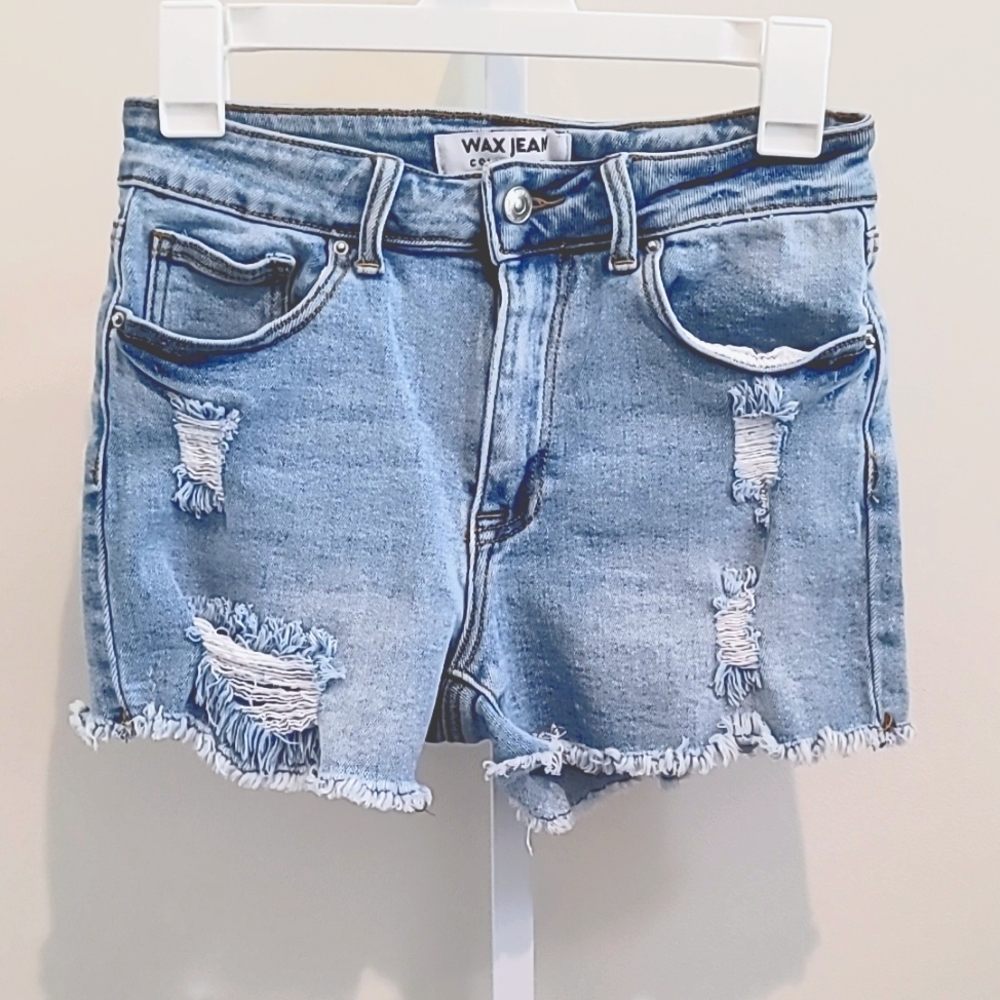 WAX JEAN COLLECTION | Stretchy Denim Shorts | M | Distressed